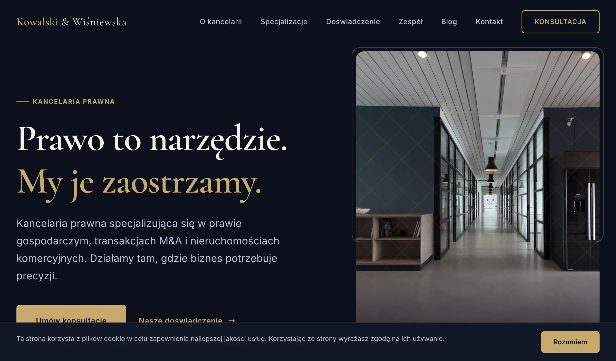 Strona kancelarii prawnej, styl ekskluzywny premium